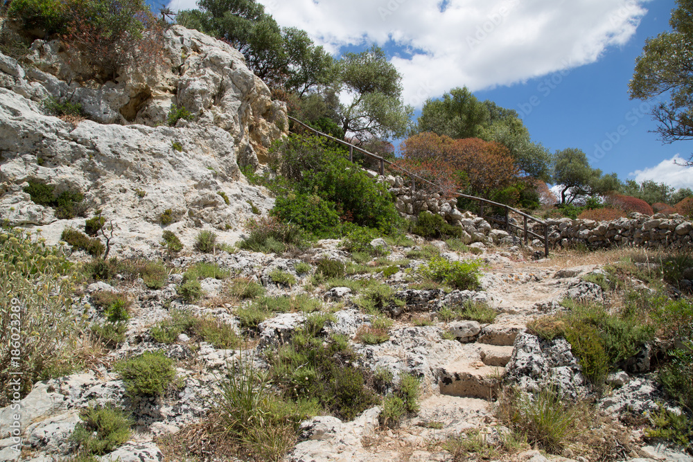 Salita, paesaggio, sulla sponda sinistra verso i laghetti, Riserva Naturale Orientata Cavagrande del Cassibile 