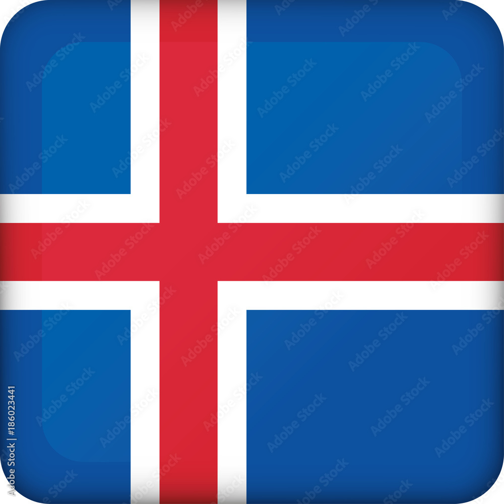 Obraz premium Icon representing square button flag of Iceland. Ideal for catalogs of institutional materials and geography