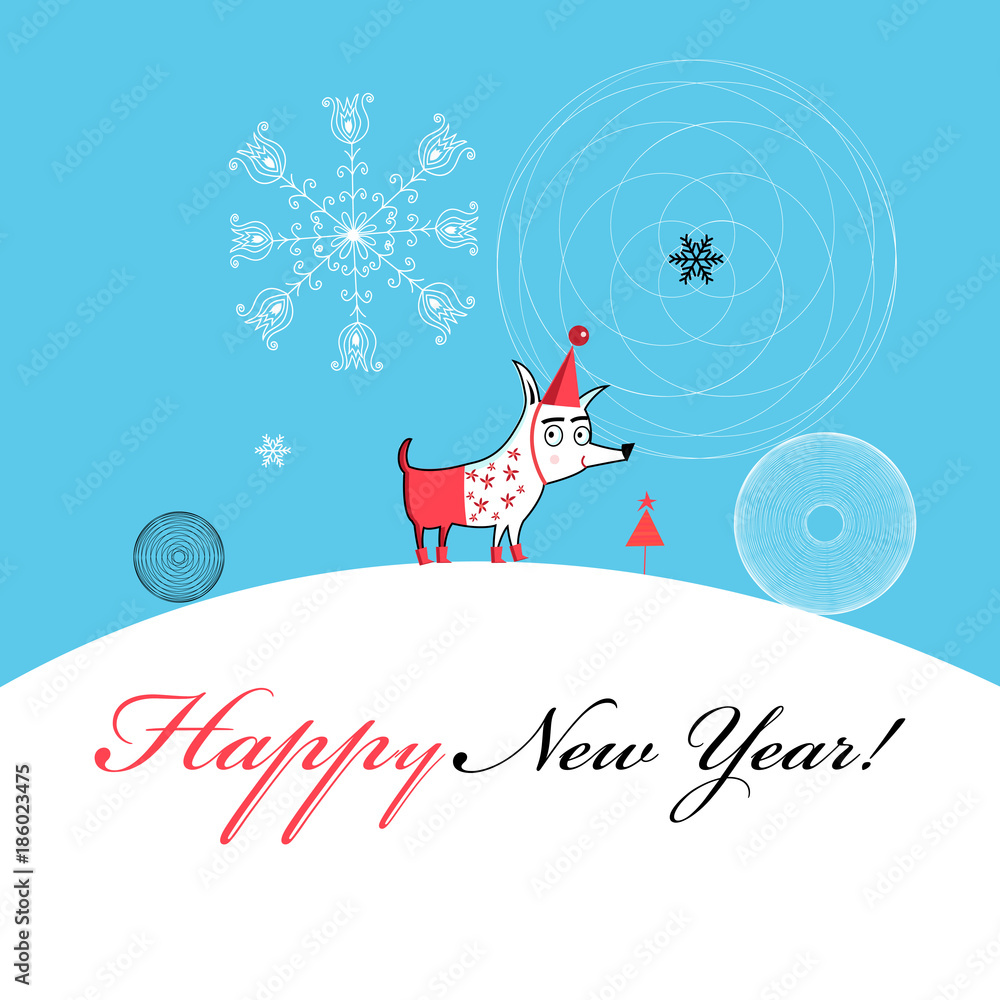 Christmas greeting card with funny dog Christmas greeting card with funny dog