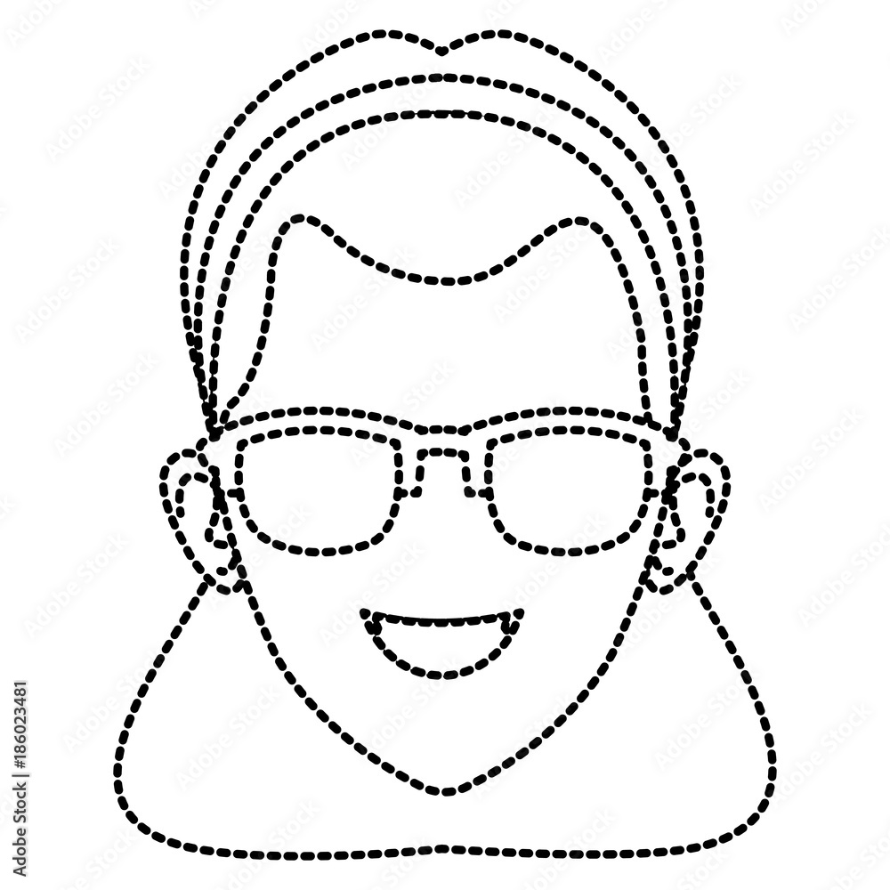 Woman face with sunglasses icon vector illustration graphic design