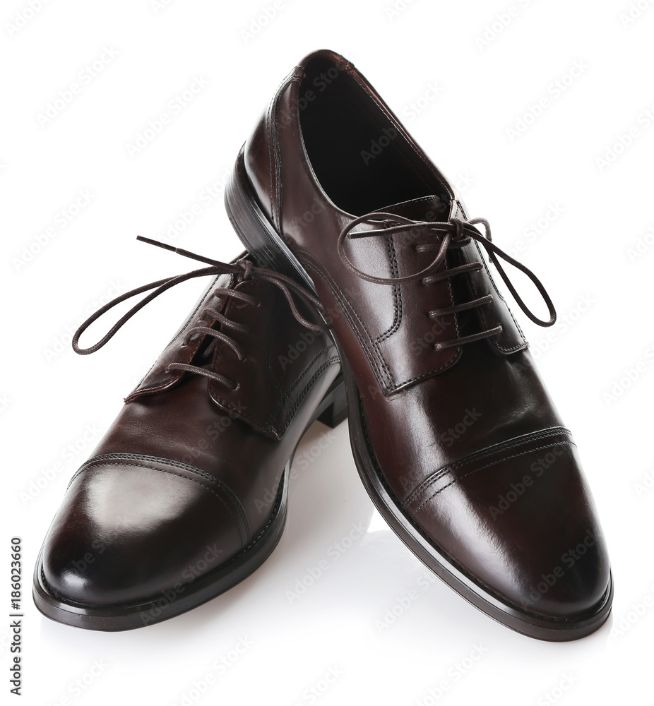 Elegant leather men's shoes on white background Elegant leather men's shoes on white background