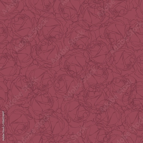 Seamless pattern in drawn roses. Floral pattern. Wallpaper of flowers drawn