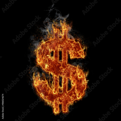 Burning dollar symbol