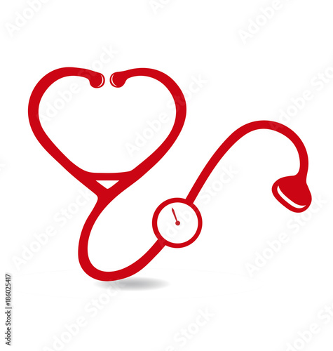 Red stethoscope health icon