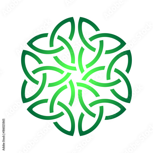 Celtic shamrock knot in circle. Symbol of Ireland
