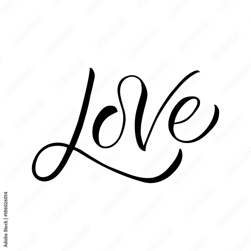 Love - modern brush calligraphy phrase made with ink. Isolated on white background. Love - modern brush calligraphy phrase made with ink. Isolated on white background.