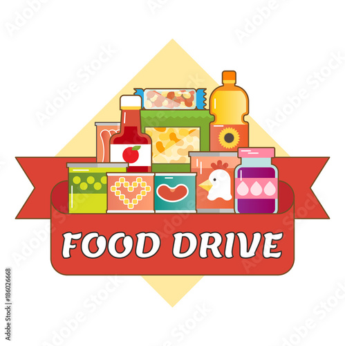 Food Drive charity movement logo vector illustration