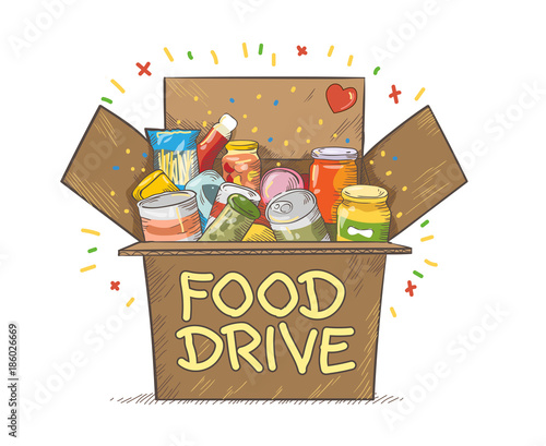 Food Drive charity movement logo vector illustration