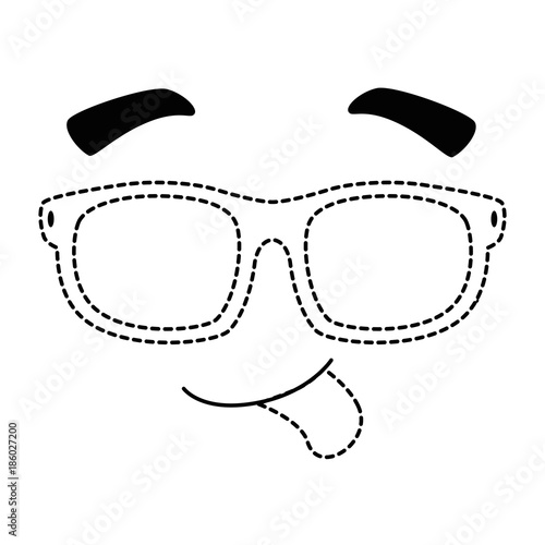 face emoji with sunglasses kawaii character