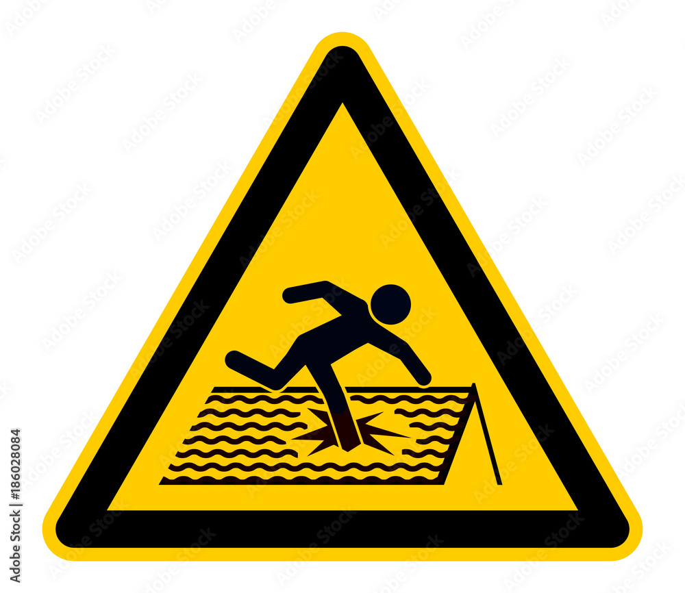 Vsafety Warnschild "Gefahr Fragiles Dach Kein Zutritt" - 400x300mm, 1mm Starker Kunststoff, Schwarz/rot/gelb, EN ISO 7010