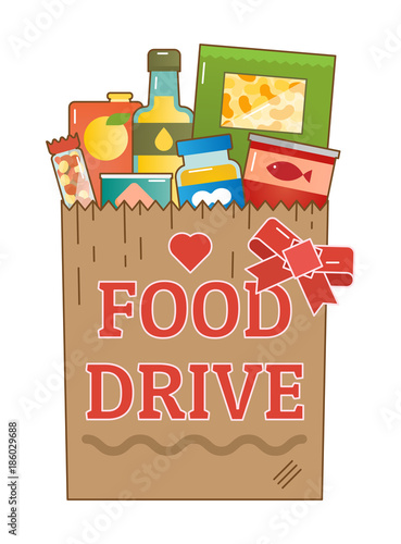 Food Drive charity movement logo vector illustration