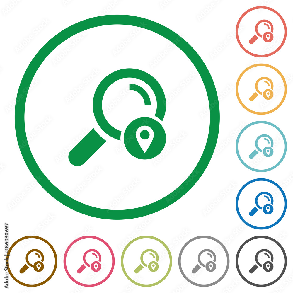 Search location flat icons with outlines Search location flat icons with outlines
