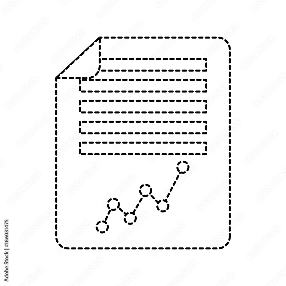 graph chart on paper icon image vector illustration design  black dotted line