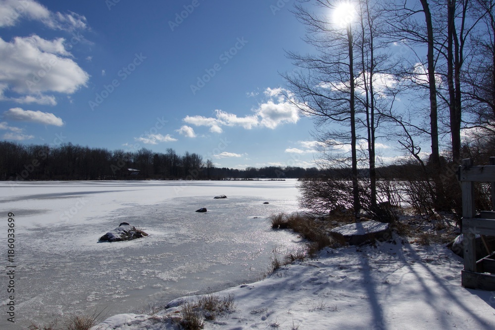 Frozen mountain lake in December Frozen mountain lake in December