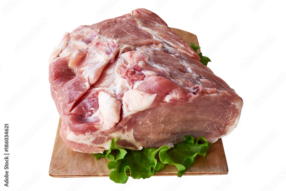 meat with herb parsley isolated on white meat with herb parsley isolated on white