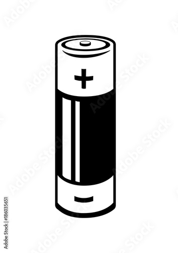 A black and white battery icon. Vector Illustration
