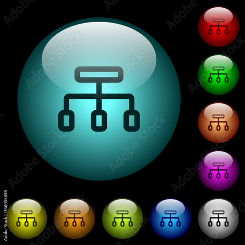 Connect icons in color illuminated glass buttons
