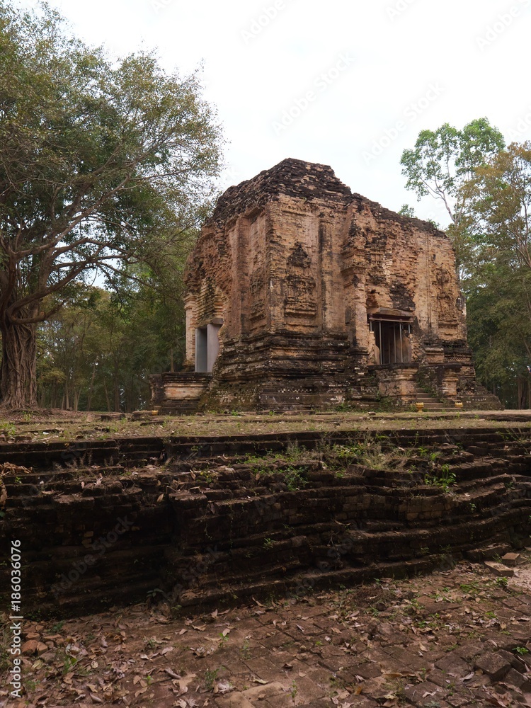 Kampong Thom,Cambodia-December 21, 2017: Sambor Prei Kuk is an archaeological site in Cambodia. It dates from the 7th century.