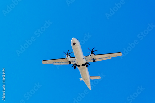 Passenger Plane Flying On Clear Blue Sky
