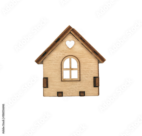 Small toy house home isolated on white background.