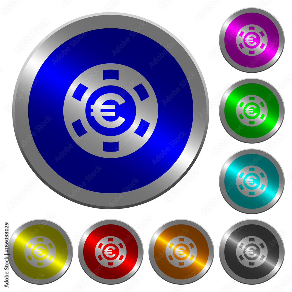 Euro casino chip luminous coin-like round color buttons Euro casino chip luminous coin-like round color buttons