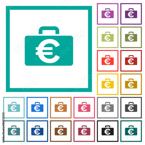 Euro bag flat color icons with quadrant frames photo