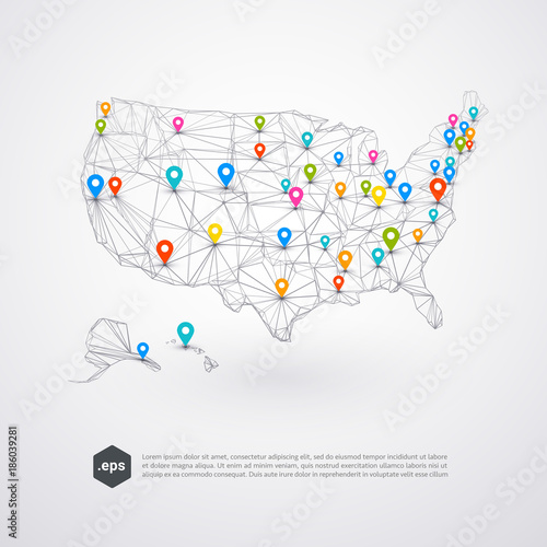 USA map abstract connection background