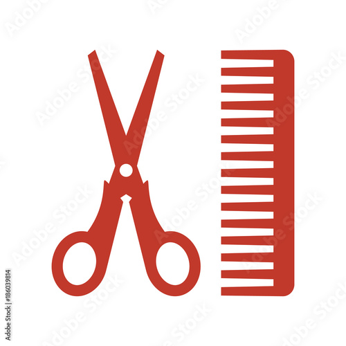 hair salon with scissors and comb icon
