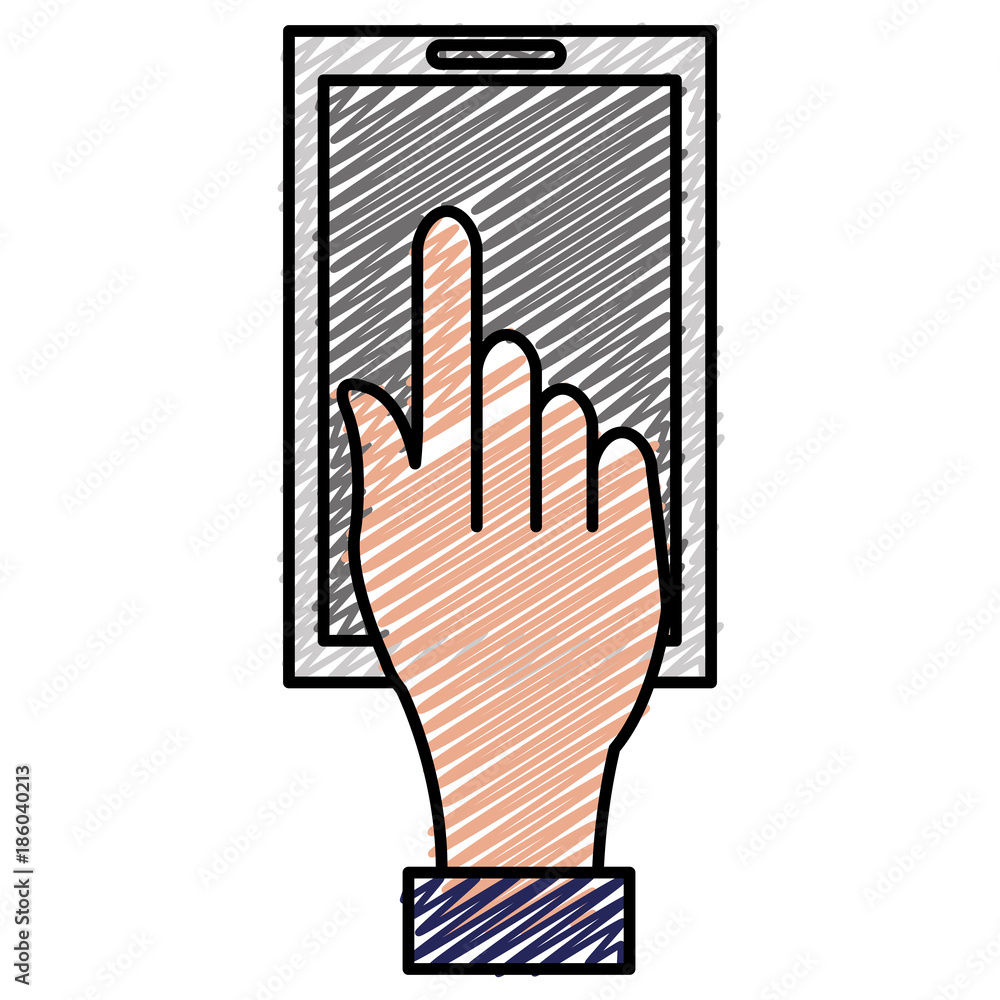 Fototapeta premium hand with smartphone device isolated icon