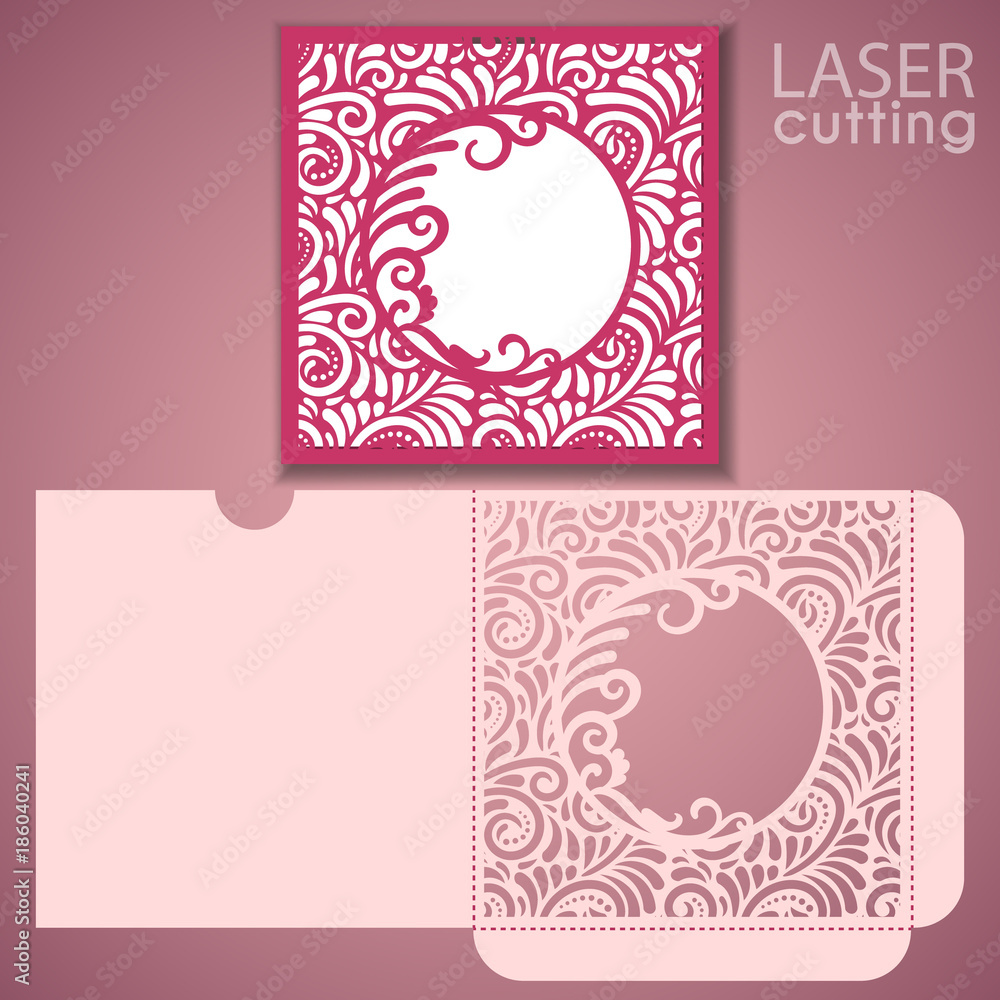 Die laser cut wedding envelope template with lace frame. Wedding lace ...