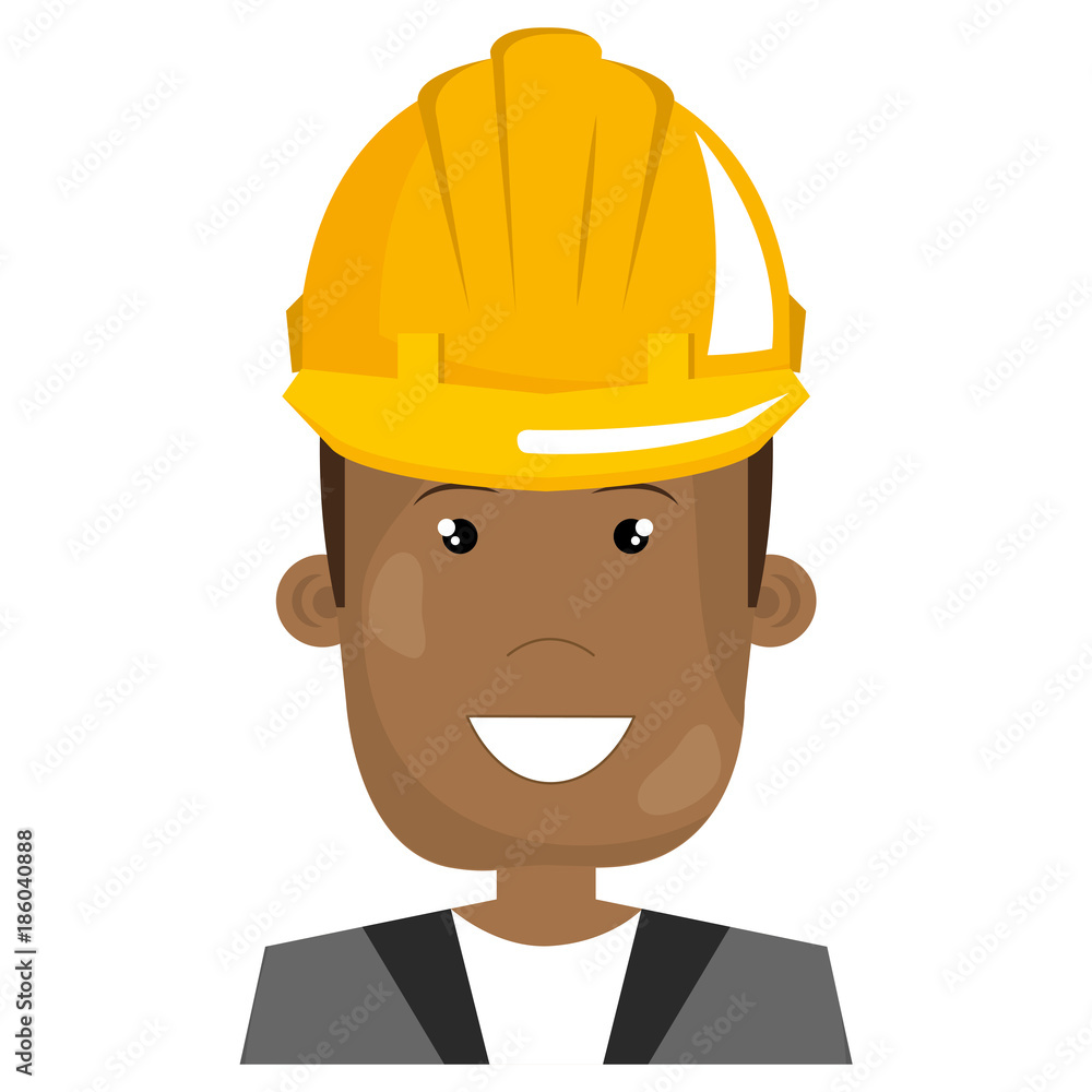 black man with helmet construction