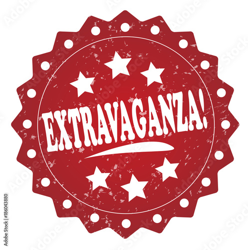 extravaganza red rubber stamp on white background