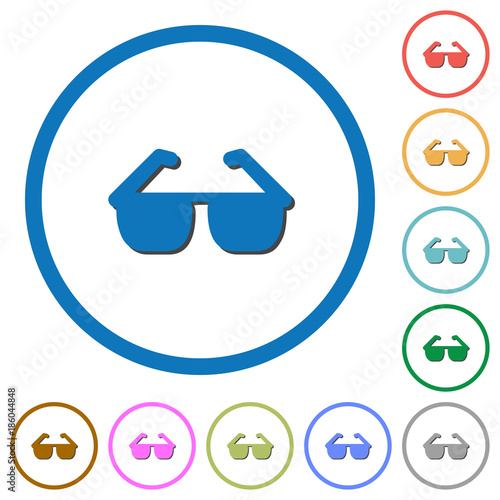 Sunglasses icons with shadows and outlines