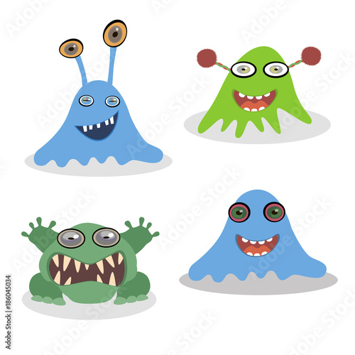 Friendly cartoon monsters. Vector illustration.