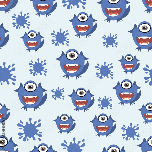 Seamless monster pattern. Vector illustration.