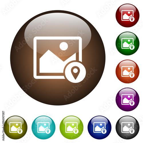 Image landmark GPS map location color glass buttons