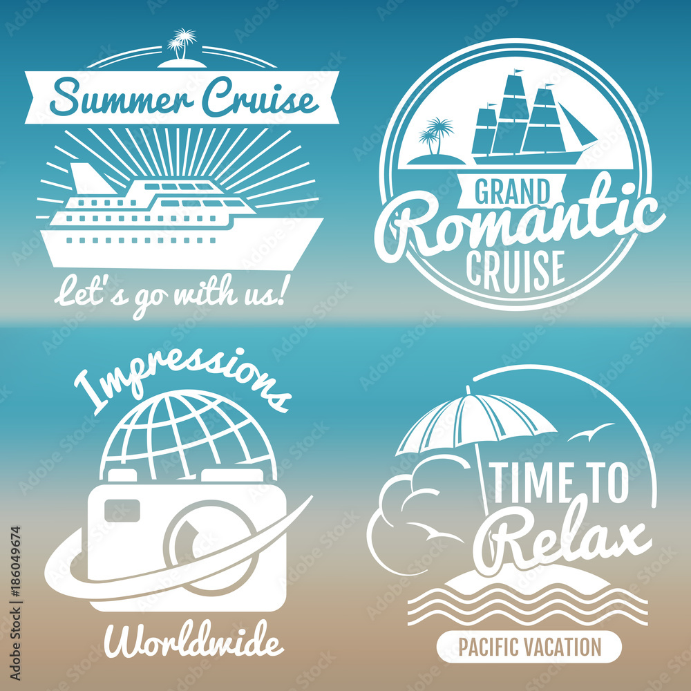 White vintage vacation logo set - summer travel