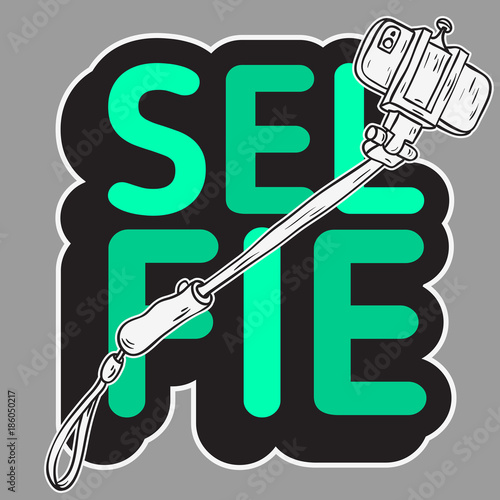 Selfie Stick Design Isolated Artistic Cartoon Hand Drawn Sketchy Line Art Style Drawings Illustrations.