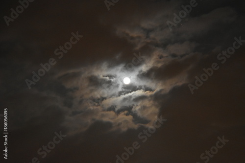 Canvas Print Evening moon with clouds