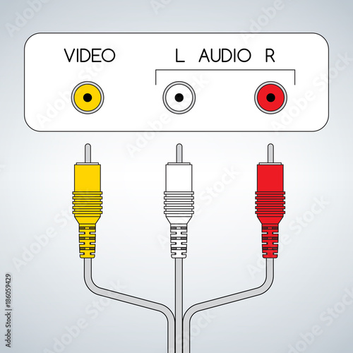 Input rca audio video jacks with cable photo