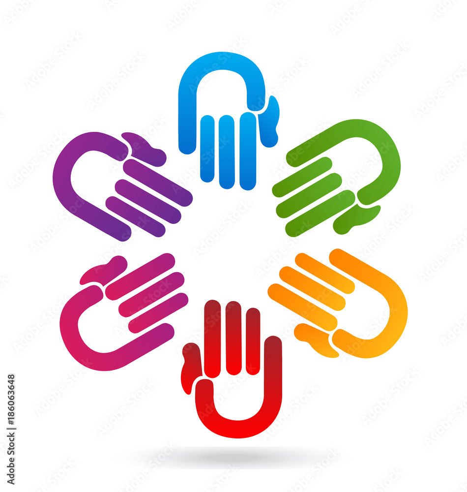 Group of hands coming together icon vector Group of hands coming together icon vector