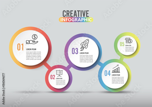 Infographics design vector and marketing icons can be used for workflow layout, diagram, annual report, web design. Business concept with 5 options, steps or processes.
