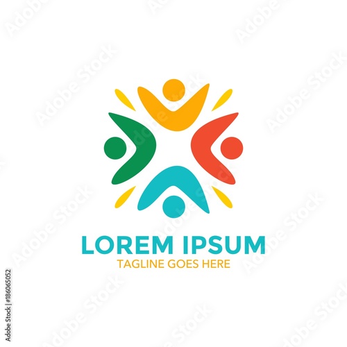 kindergarten logo. simple shape and color. negative space. vector editable