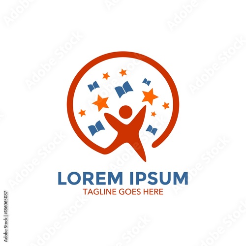 kindergarten logo. simple shape and color. negative space. vector editable