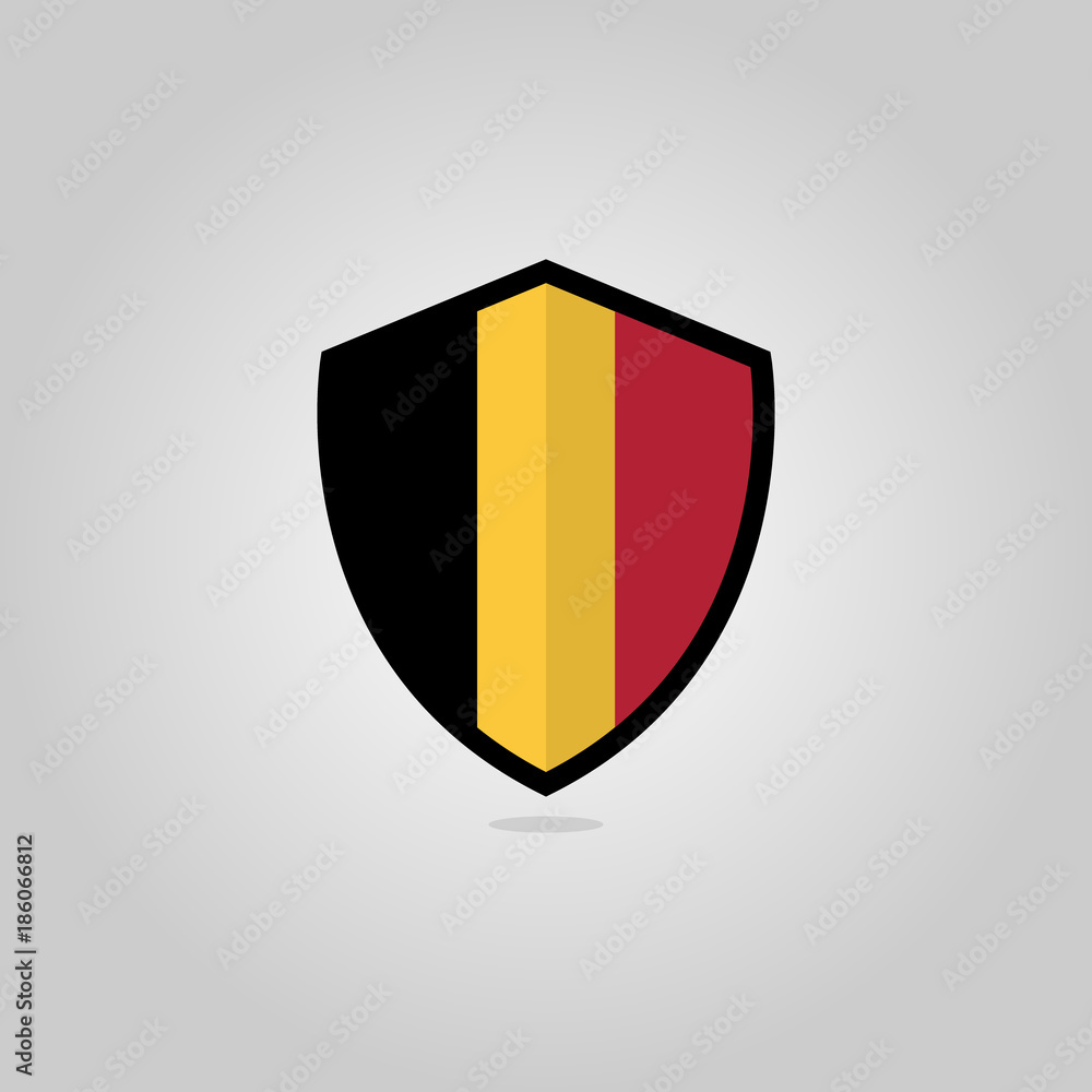 Fototapeta premium Belgian Flag Flat Vector Shield Badge