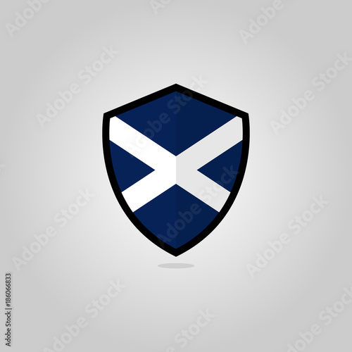 Scottish Flag Flat Vector Shield Badge
