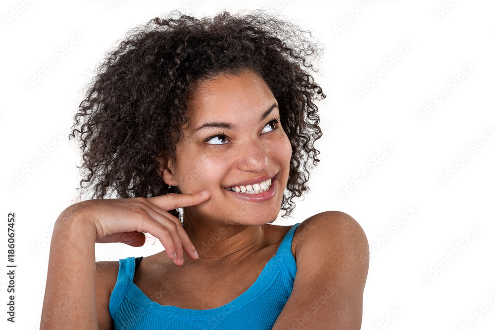 Portrait of a young and gorgeous mixed race woman with an inquiring look Portrait of a young and gorgeous mixed race woman with an inquiring look