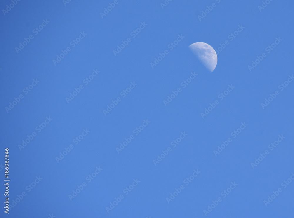 Half moon during daytime Half moon during daytime