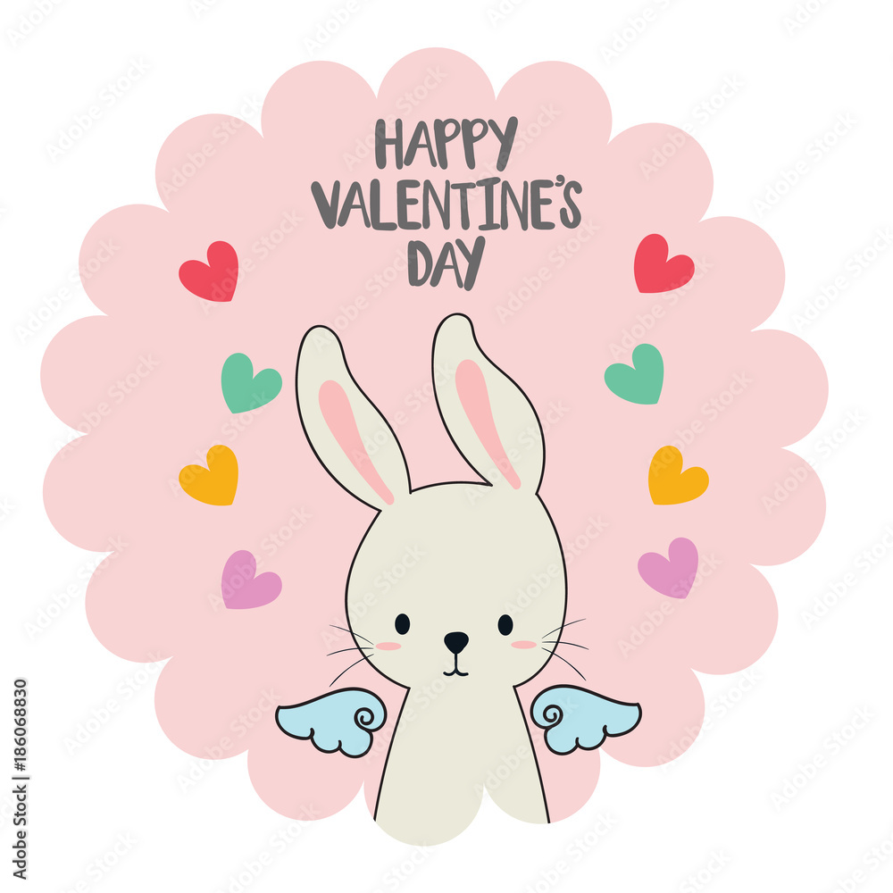 Happy valentines with cute rabbit Happy valentines with cute rabbit