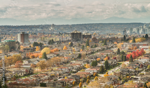 Residential area with vibrant fall color